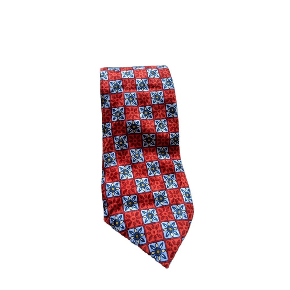JZ RICHARDS NECKTIE 100% Silk, ELGIN EDWARDS, ITALY, AUTHENTIC, Red,Blue, Luxury